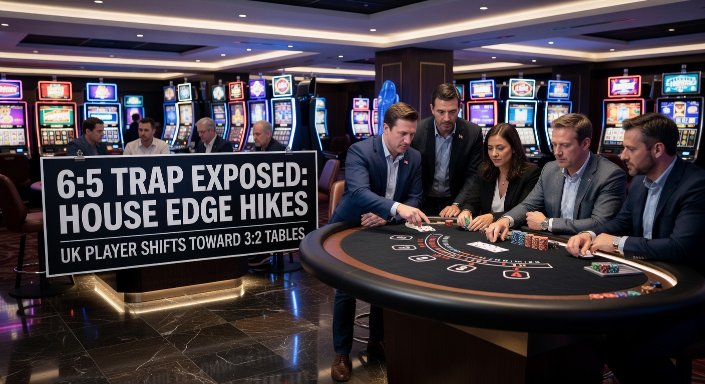 Comparison chart showing 6:5 versus 3:2 blackjack payouts with house edge implications