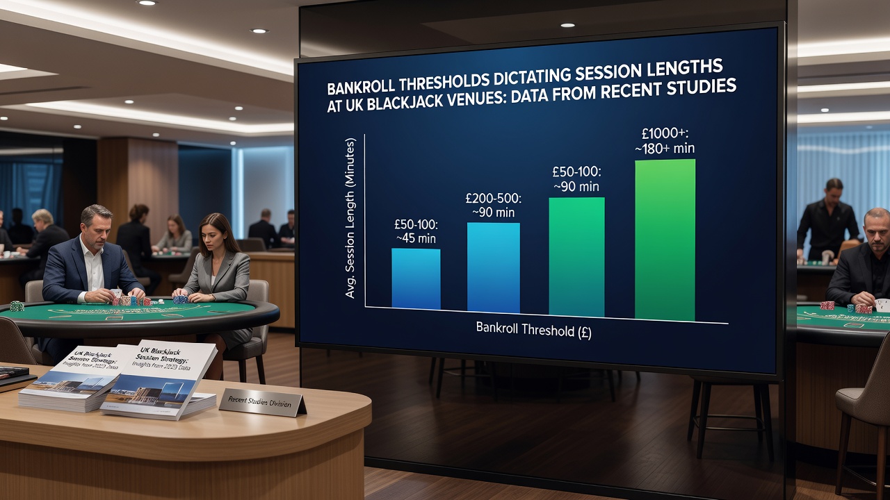 Graph and charts displaying bankroll threshold data from UK blackjack studies