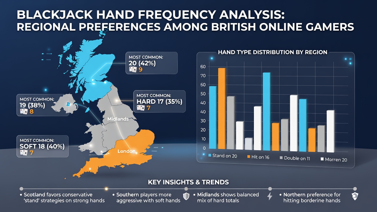 Charts displaying hand decision frequencies broken down by UK regions from 2026 analysis
