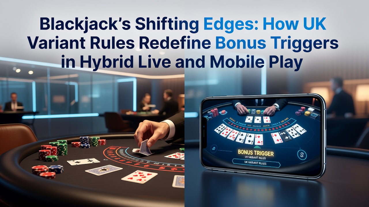 Hybrid blackjack table showing live dealer interface integrated with mobile device displaying bonus trigger notifications