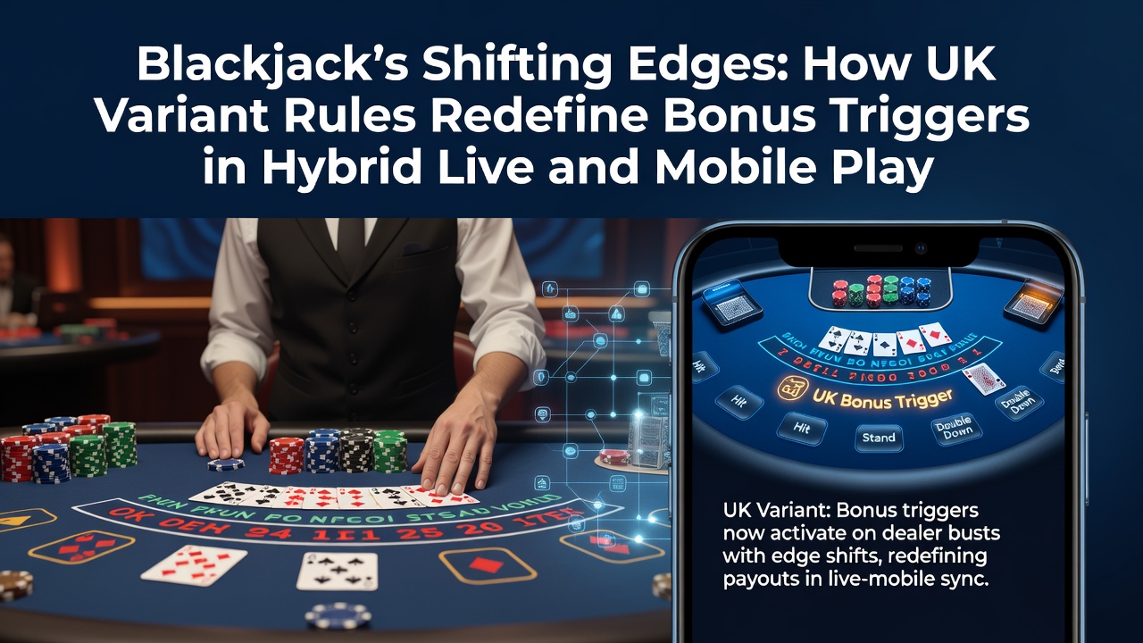 Mobile screen capture of blackjack app highlighting bonus trigger conditions next to live dealer feed