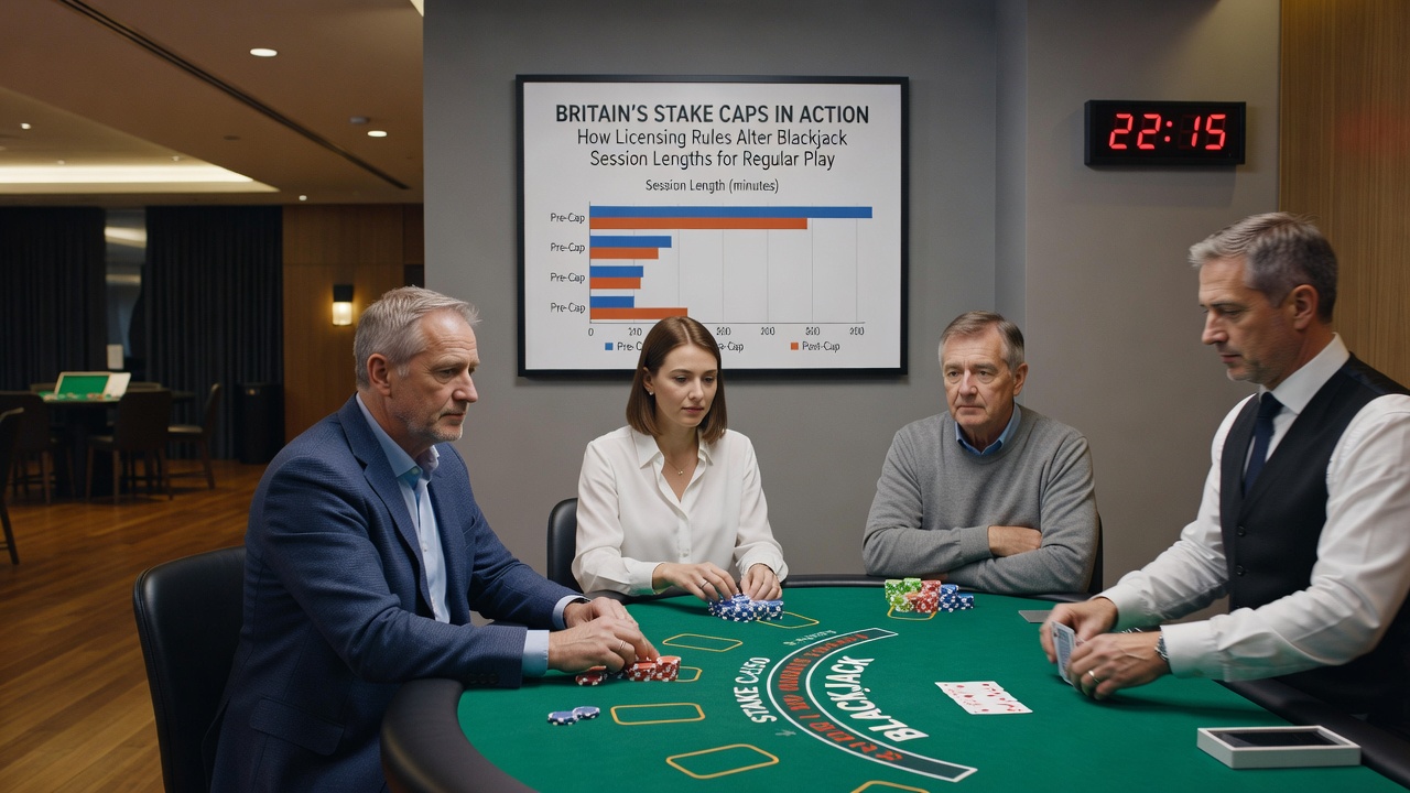 UK casino floor with multiple blackjack tables and players engaged in extended sessions