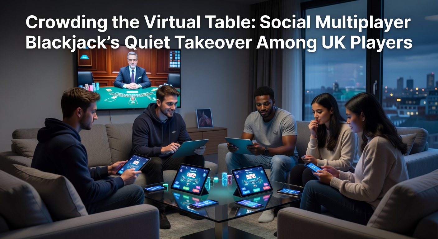 A vibrant virtual blackjack table bustling with player avatars chatting and placing bets in real-time, capturing the social energy of multiplayer sessions