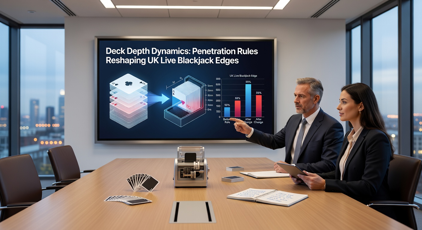Graph charting house edge variations against penetration percentages in multi-deck blackjack shoes