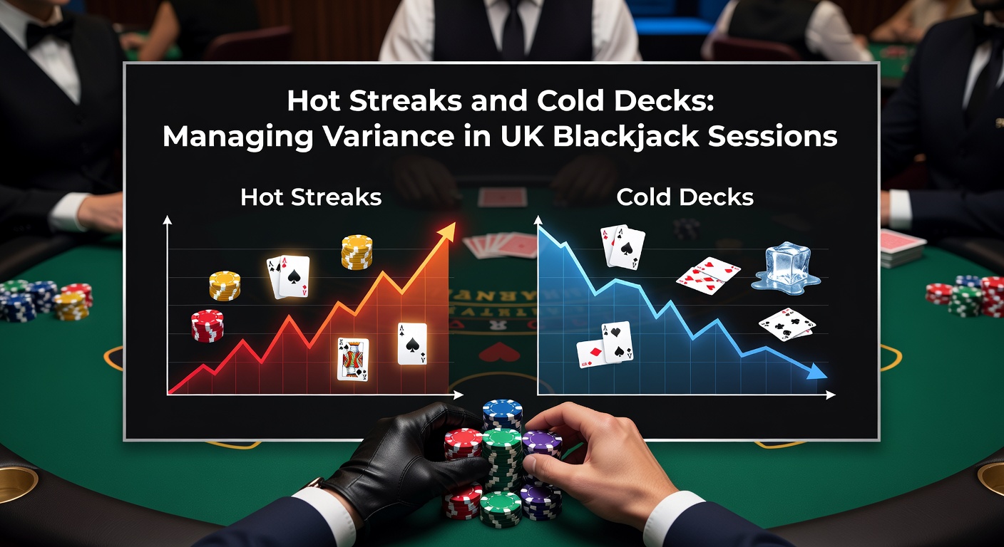A blackjack table showing a series of winning hands during a hot streak, with chips stacking up for the player