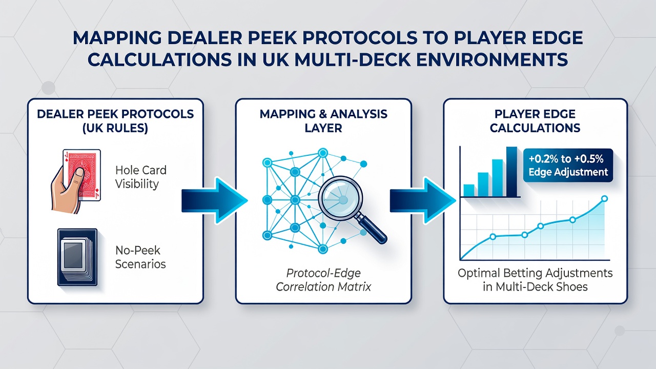 Simulation charts and edge calculation graphs for multi-deck blackjack peek protocols