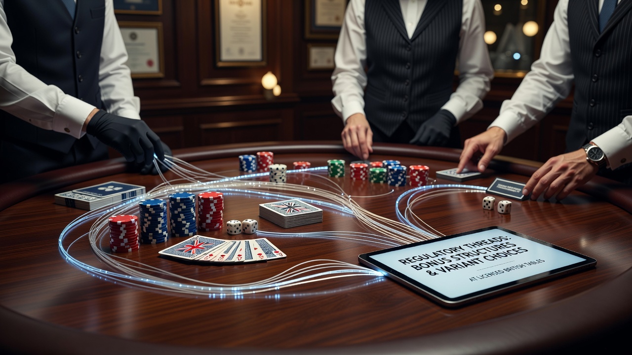 Close-up view of variant selection screens at British licensed blackjack tables
