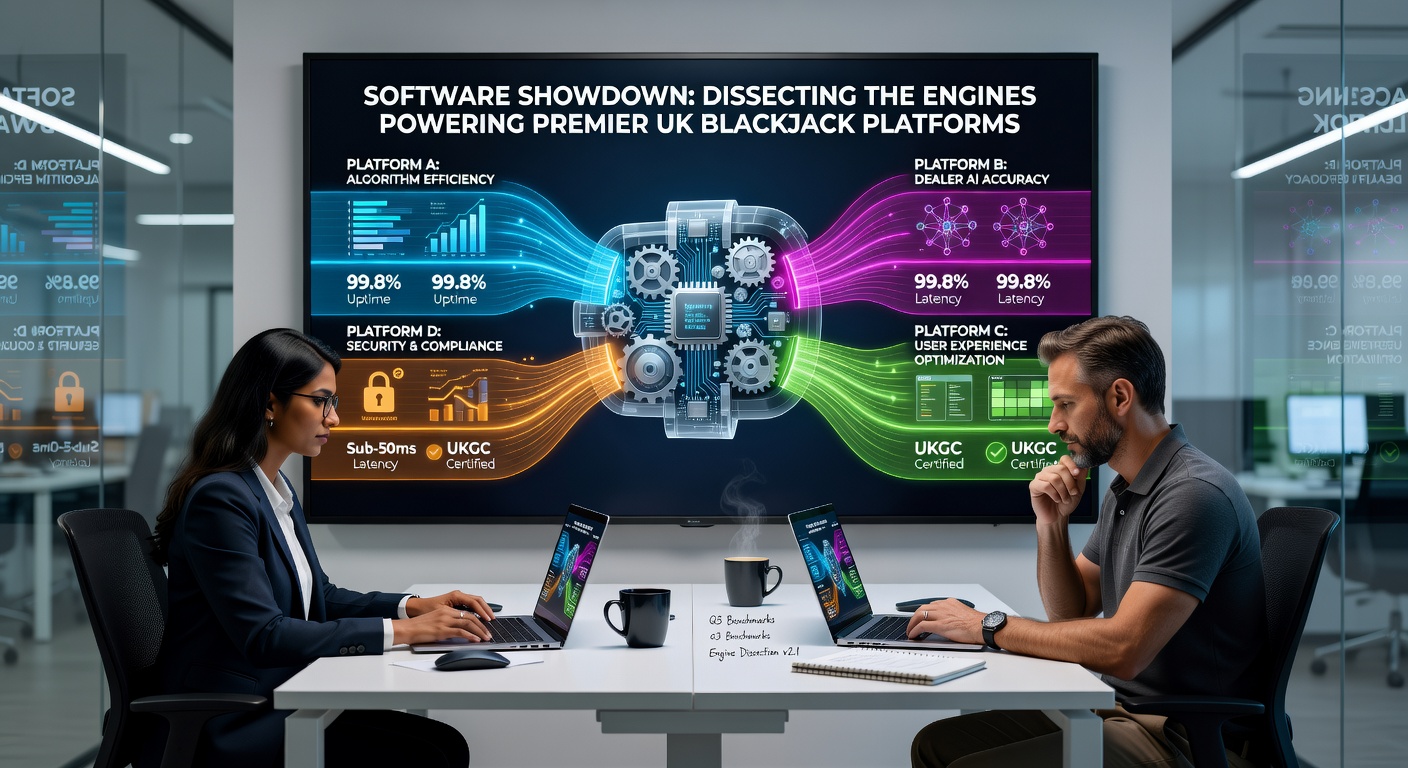 Comparison chart of RTP rates and features across major blackjack software providers for UK platforms