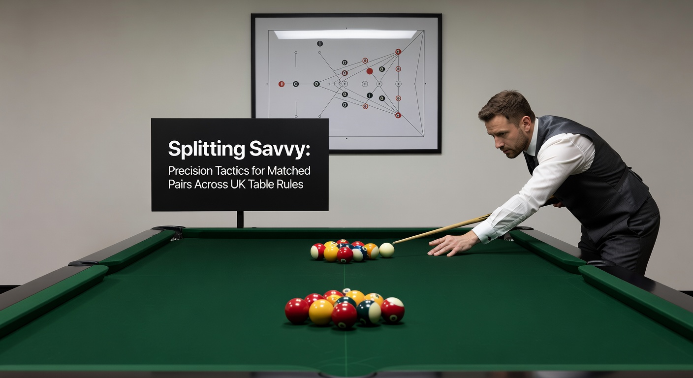 Blackjack table showing a player splitting a pair of eights against a dealer six, illustrating key matched pair tactics under UK rules