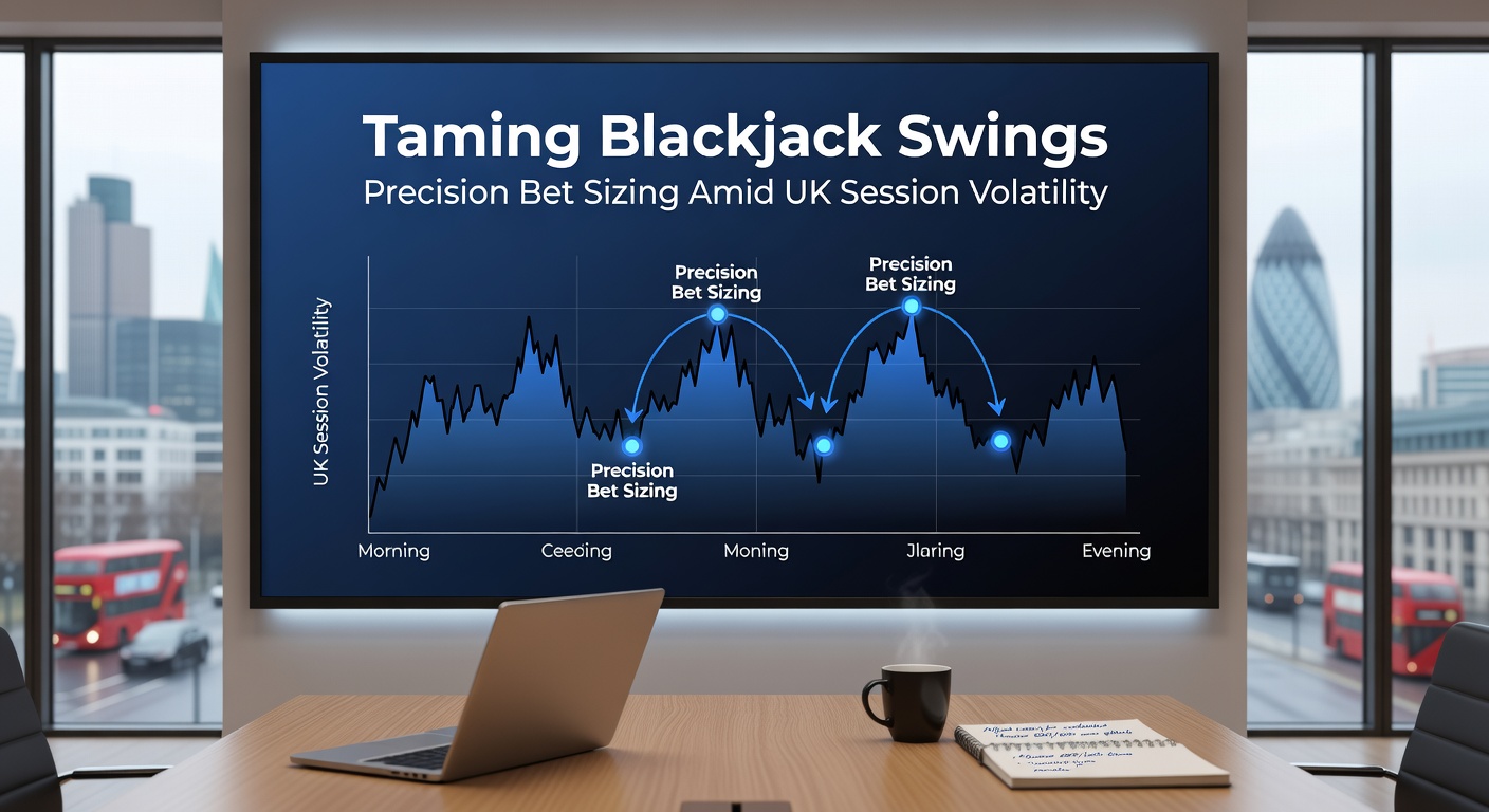 Graph showing blackjack session variance with volatile UK live dealer peaks and bet sizing adjustments over time